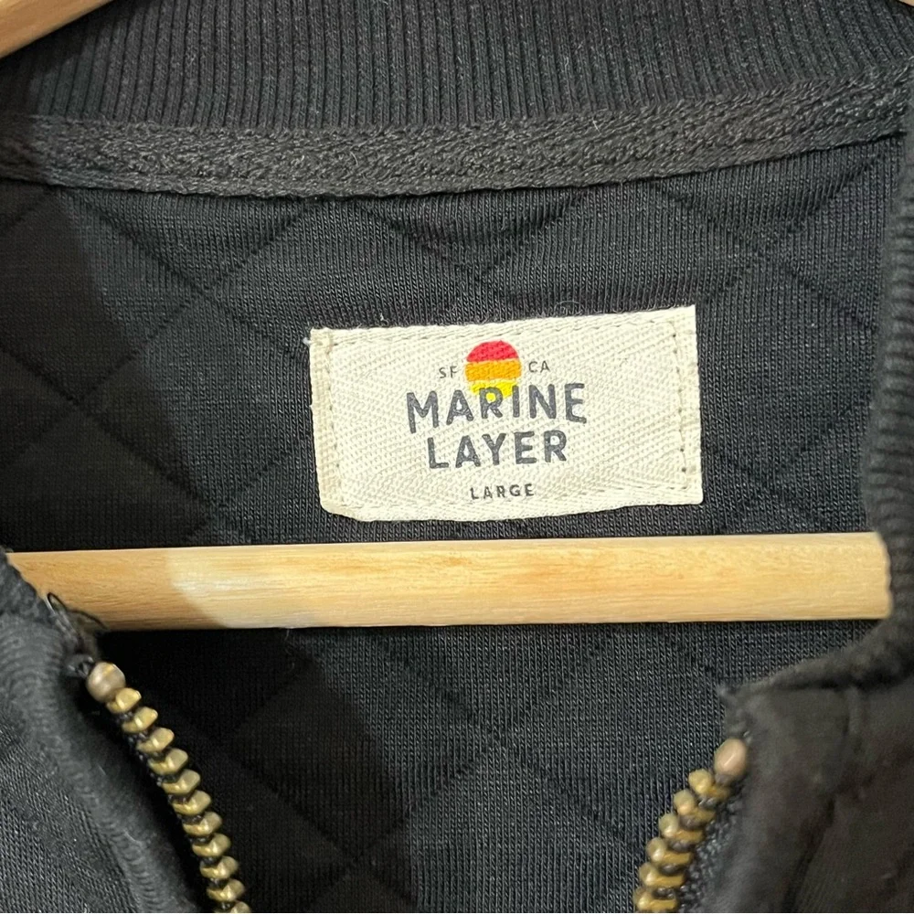 Marine Layer Corbet Black Cropped Quilted Bomber Jacket size Large - Picture 3 of 10